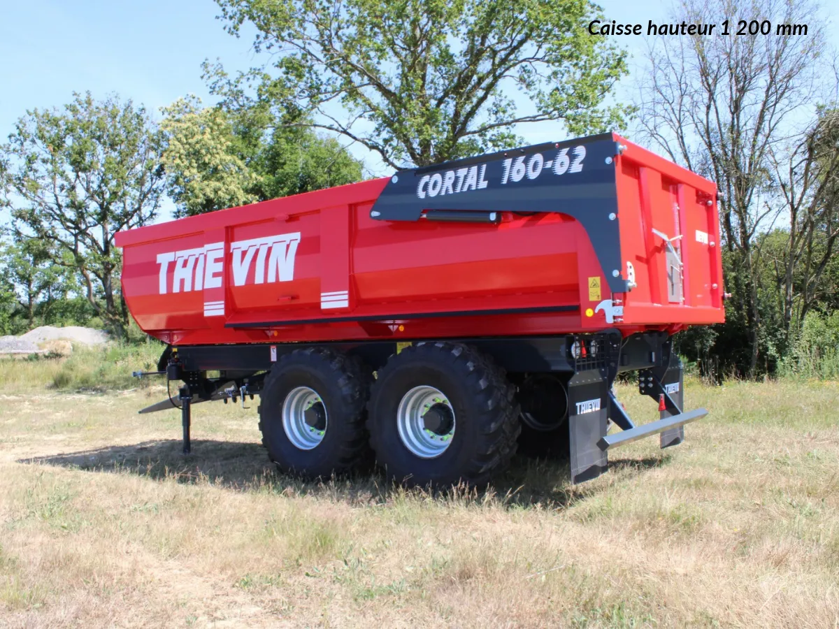 Vue 3_4 arrière remorque agricole Cortal 160-62 (Caisse hauteur 1 200 mm)